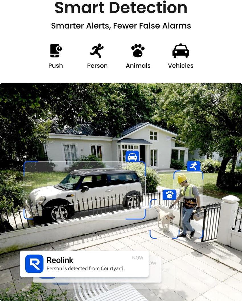 Reolink 4K PoE CCTV Security Camera with Smart Human/Vehicle Detection, IR Night Vision, IP66 Weatherproof Supports Audio Recording, microSD Card Slot, Time Lapse, RLC-810A