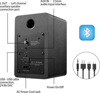 Sanyun SW208 3" Active Bluetooth 5.0 Bookshelf Speakers - 60W Carbon Fiber Speaker Unit - Built-in 24bit DAC - Dynamic 3D Surround Sound - 2.0 Computer PC Monitor Gaming Speakers (Pair, Black)