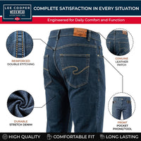 Lee Cooper Men's Jeans Regular Fit 5-Pocket Stretch Denim Ã¢ÂÂ Black 34W/29L