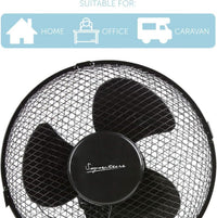 Signature 9â 2 Speed Desk Fan with Oscillation, Adjustable Tilt, Black, S40008B