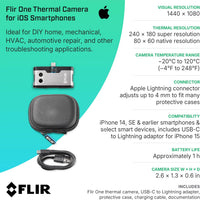 Flir One - Thermal Imaging Camera for iOS Smartphones (iPhone 14 and Older w/Lightning Port), 240x180 Super Resolution (80x60 Native IR)