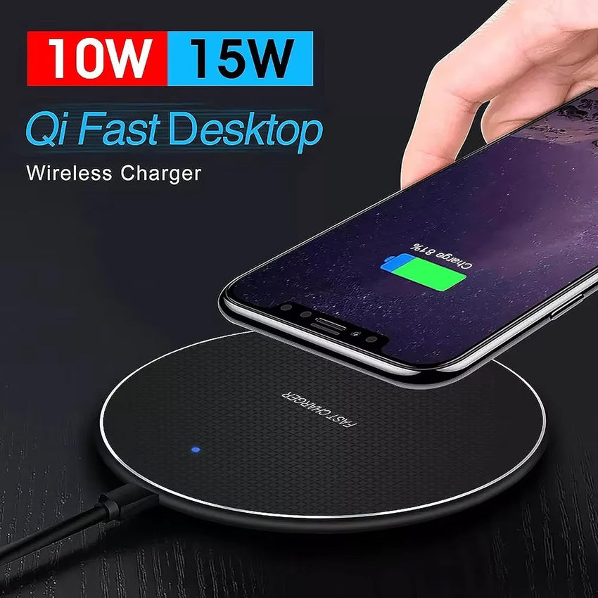 INDOTEAM Wireless Charger Pad | 15W Fast Wireless Charging Pad - Compatible with Samsung, iPhone and Other Qi Compatible Phones | Qi Wire-less Charger Adapter | 15W Fast Wire-less Charging Adaptor