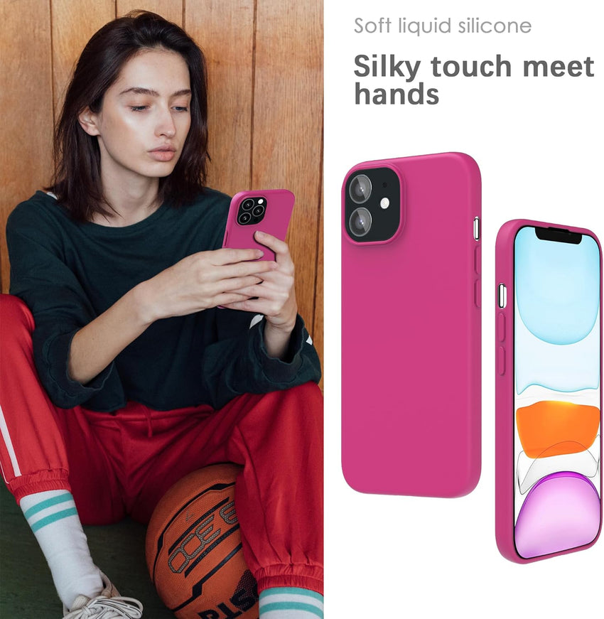 YATWIN Silicone Case for iPhone 11, Soft-Touch, Shockproof, DustProof, Antiskid Full Body Armour Phone Cover for Apple iPhone 11 - Magenta