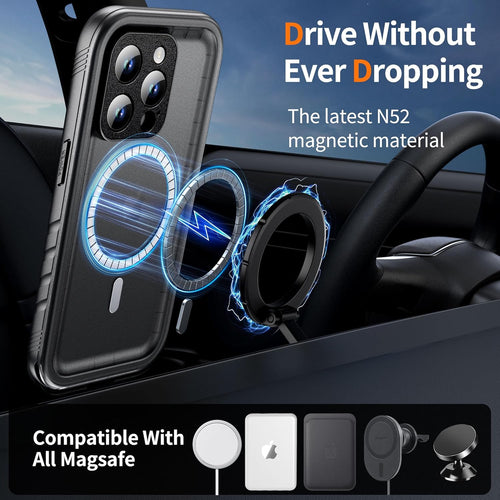 Cozycase for iPhone 14 Pro Max Case Ultra Waterproof for MagSafe - 360 Heavy Duty Shockproof/IP68 Dustproof/Double Full Body/Front and Back 14 ProMax Protective Case with Screen/Camera ProtectorMatte