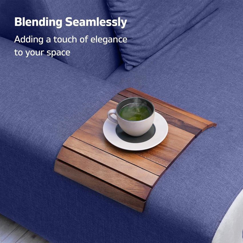 Foldable Sofa Arm Tray Acacia Wood Water & Scratch Resistant Ã¢ÂÂ 37.5 x 25cm