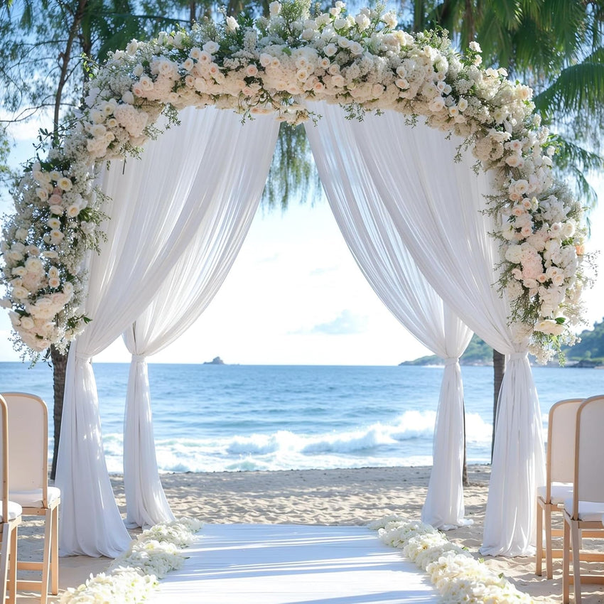 Wedding Arch Drapes - 1 Panel 28" x 19Ft Sheer White Backdrop for Ceremony Party Decor