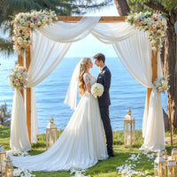 Wedding Arch Drapes - 1 Panel 28" x 19Ft Sheer White Backdrop for Ceremony Party Decor