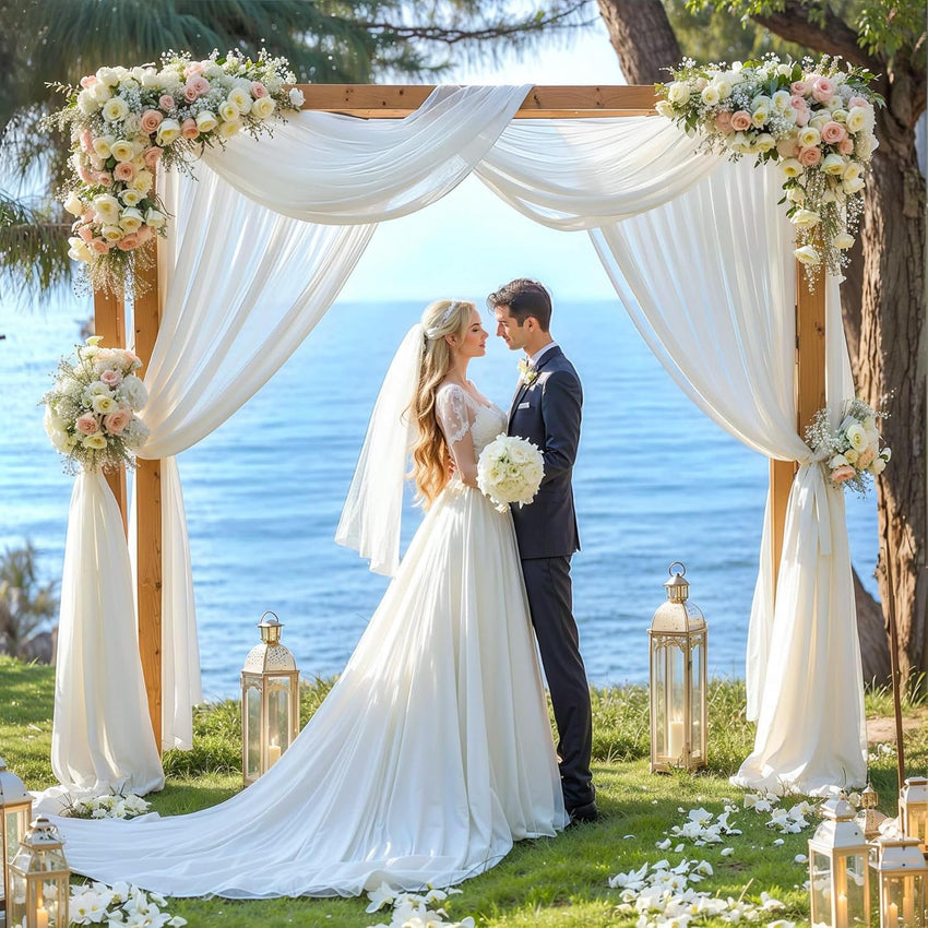 Wedding Arch Drapes - 1 Panel 28" x 19Ft Sheer White Backdrop for Ceremony Party Decor