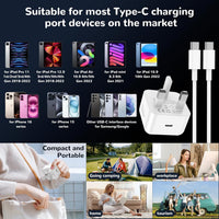 for iPhone 17 16 15 Fast Charger, USB C Charger Plug 2Pack 20W with 6FT USB C to C Cable for iPhone 17/17 Air/16/15 Plus/15 Pro/15 Pro Max, for iPad Pro/Air/Mini-USB C to C Charging