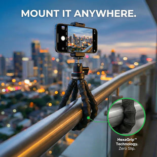 KobraTech Mobile Phone Tripod Stand - TriFlex Mini iPhone Tripod - Flexible Tripod for iPhone + Bluetooth Remote Shutter