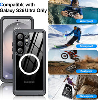 Samsung Galaxy S26 Ultra Case Waterproof Full-Body Shockproof with Lens & Screen Protector Black