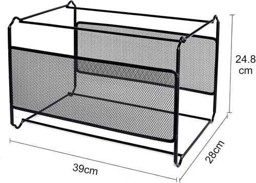 Hotyin Foolscap Suspension File Frame(39 x 28 x 24.8cm), Metal Suspension File Frame Organiser - Easy to Assemble - Hanging File Folder for Home Office Storage and Organization (Black)