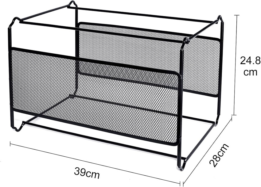 Hotyin Foolscap Suspension File Frame(39 x 28 x 24.8cm), Metal Suspension File Frame Organiser - Easy to Assemble - Hanging File Folder for Home Office Storage and Organization (Black)