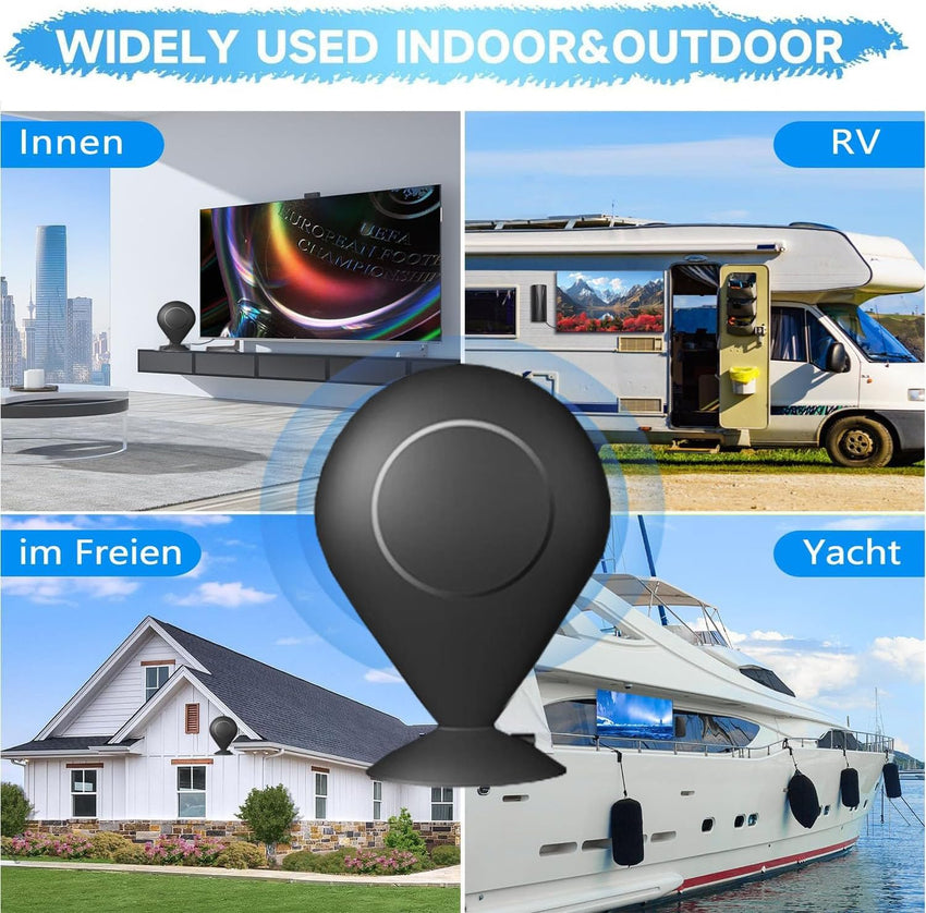 TV Aerial, Indoor TV Aerial 360^0 Reception High Gain Digital TV Antenna with Strong Signal Booster Support 4K 1080P Local TV Channels