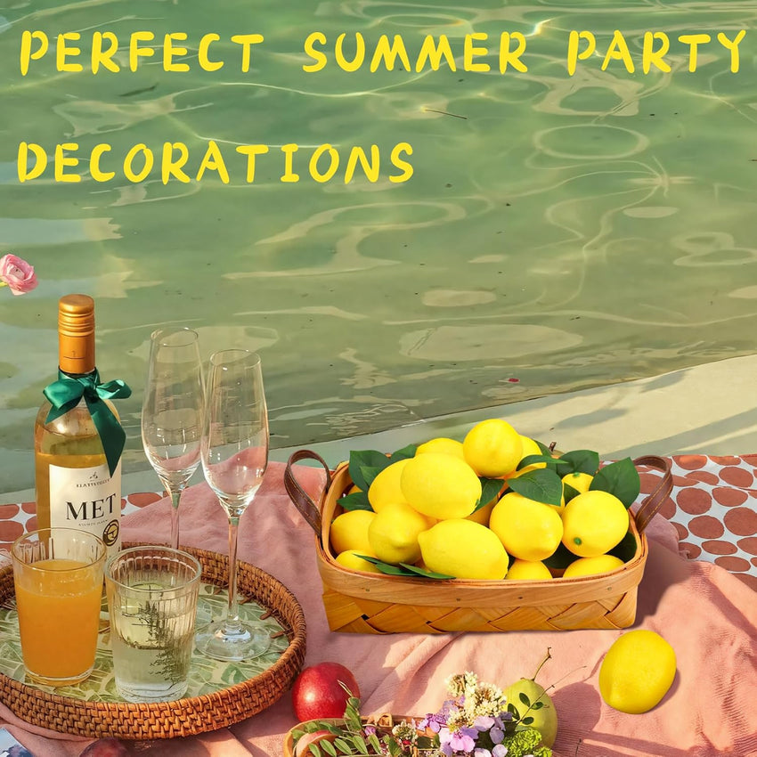 28 Artificial Yellow Lemons for Summer Party Decorations 28 Pcs