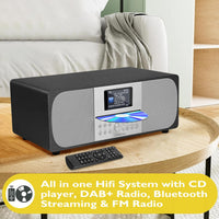 Lemega MSY6 Walnut CD Player With DAB+ and FM Radio | HIFI System | Bluetooth | Powerful Stereo System | Acoustic Wood Cabinet | 100W Speakers | 40 Presets | Headphone Jack