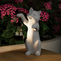 Solar Powered Garden Resin Statue Lights, 10 Inch Waterproof Outdoor Animal Cute Cat Figurine Lights, Suitable for Patios, Balconies, Lawns, Courtyards, Etc(Hand)