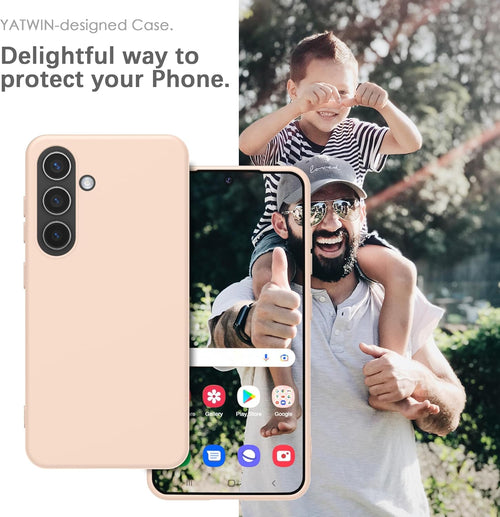 YATWIN Silicone Case for Samsung Galaxy S24, Soft-Touch, Shockproof, DustProof, Antiskid Full Body Armour Phone Cover for Samsung Galaxy S24 - Light Pink