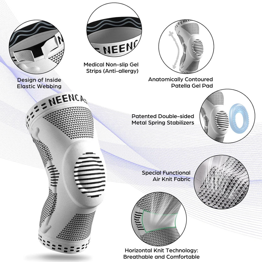 NEENCA Professional Knee Brace,Knee Compression Sleeve Support for Men Women with Patella Gel Pads & Side Stabilizers,Medical Grade Knee Pads for Running,Meniscus Tear,ACL,Arthritis,Joint Pain Relief