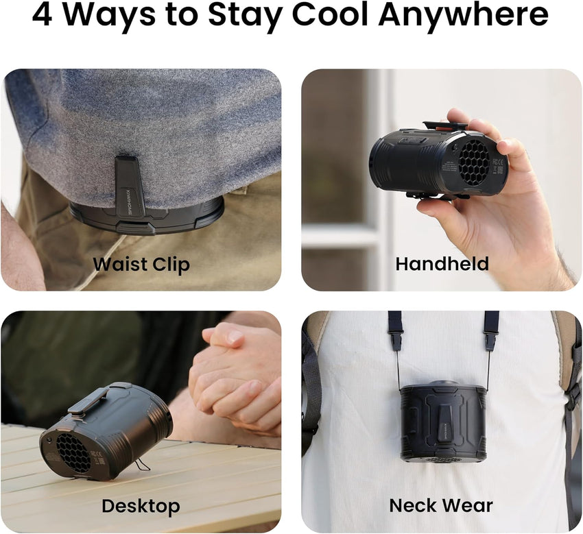 Portable Waist Fan Clip-On 4-in-1 360Â° Rotatable Airflow Rechargeable Personal Fan