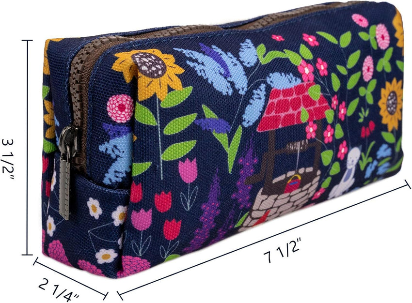 LParkin Cute Garden Gnome Canvas Pencil Case Pen Bag Pouch Gadget Box Stationary Case Makeup Cosmetic Bag