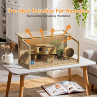 Wooden Hamster Cage Large Chewproof Openable Top Acrylic Panels Solid Build â 60 x 40 x 40 cm