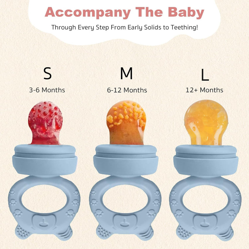 Baby Fruit Feeder with Teething Dummy & Breast Milk Freezer Mold â Blue/Green 3 Pack