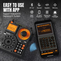 Raddy RF320 APP Control Shortwave Radio, AIR/FM/VHF/SWReceiver with Bluetooth, Portable Radio Rechargeable with 9.85 Ft Wire Antenna