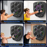 JUOIFIP Music Boxing Machine, Smart Musical Boxing Machine with LED Lights, Support Bluetooth, 9 Speeds & Modes, Automatic Counting, Wall Mounted, Smart Music Punch Machine for Adults Kids