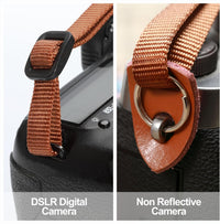 Padwa Lifestyle Camera Strap - 2" Cowhide Head Camera Straps for Photographers,Vintage Jacquard Embroidery Woven Cotton Adjustable Shoulder Neck Straps for Cameras,Binoculars (Khaki Yellow flower)