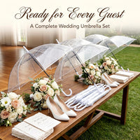 Hestya 16 Pack 37.4 Inch Clear Umbrellas for Wedding White Transparent Umbrella Dome See Through Umbrella Windproof Umbrella Handle Semi-automatic for Woman Men Bride Bridesmaid Party