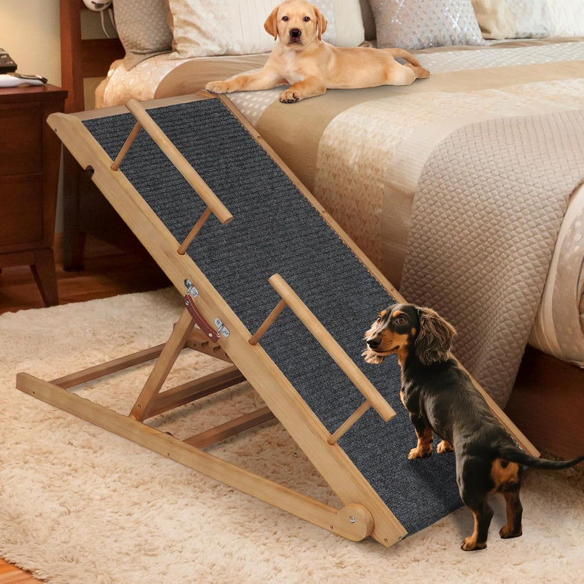 Height Adjustable Dog Ramp Portable Wooden Non-slip â 45cm