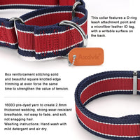 Martingale Dog Collar 4cm 1600D Anti-Escape No-Pull Heavy Duty - Grey-Blue & Black L