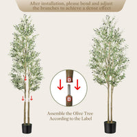 Alupssuc 7FT Artificial Olive Tree, Fake Olive Tree with Lifelike Leaves and Fruits, Faux Tall Plant Indoor Outdoor for Home Living Room Bedroom Balcony Corner Office Garden Decor, 210cm