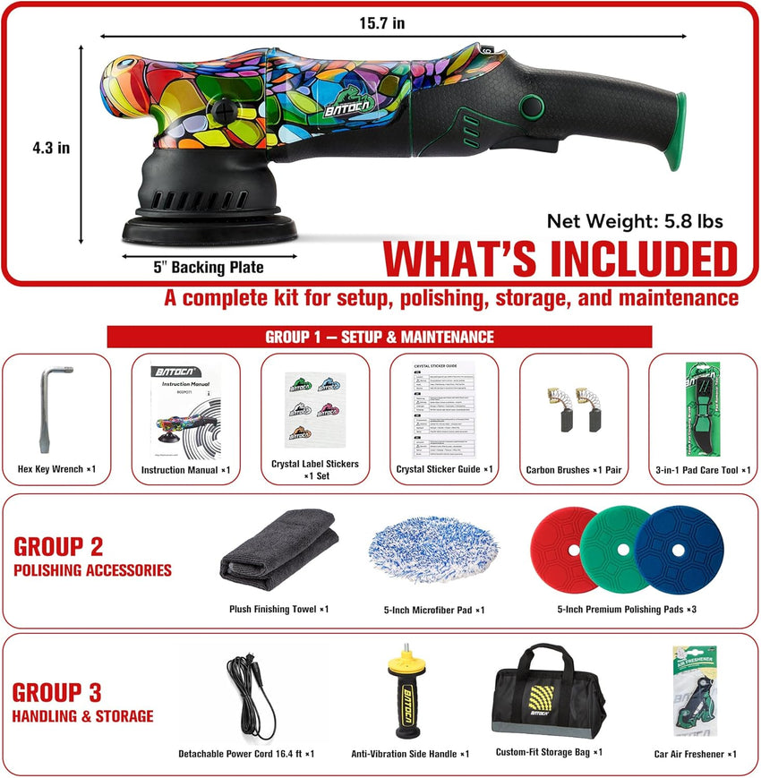 Dual Action Car Polisher 1000W DA Buffer Sander P1