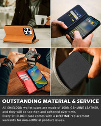 SHIELDON Wallet Case for iPhone 13 Pro Max 5G, Genuine Leather Folio Case [Magnetic][Shock Absorbing][RFID Blocking][Credit Card Slots][Kickstand] Compatible with iPhone 13 Pro Max 6.7", Retro Brown