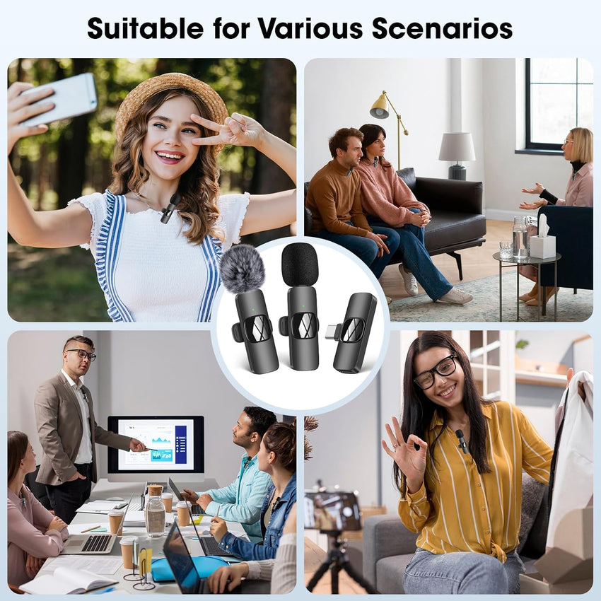 HMKCH Wireless Lavalier Microphone for iPhone - iPad, Android Phone,Computer, Mini Lapel Mic with Noise Reduction and crystal sound for Video Recording, Vlogging, TikTok, YouTube