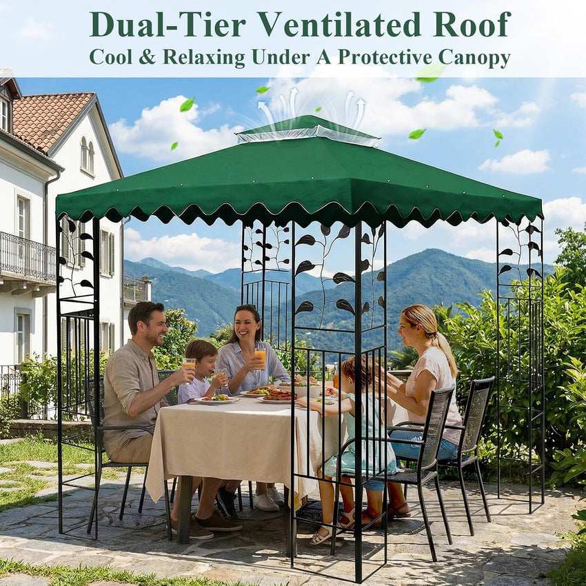 3x3m Gazebo Replacement Top 2-Tier Waterproof UV Resistant with Mosquito Net Top Only