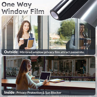 Heat Reflective Window Film One Way Mirror UV Protection 75x400cm Black