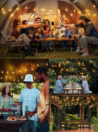 Svater Outdoor String Lights LED 96FT/29m, S14 2Pack 48FT Festoon Lights Mains Powered with 30+2 2W Plastic Bulbs, IP65 Waterproof Garden String Lights for Patio Party Wedding, 2700K Warm White