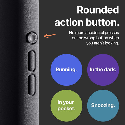 TineeOwl iPhone 15 Pro Max Magnetic Case - Dune Series Compatible with MagSafe TPU Minimalist Slim/Thin Grip with Microfiber Lining Rounded Action Button (Almost Black,
