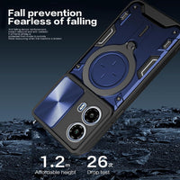 KUSINHOKA Case for Motorola Moto G34 5G With Slide Camera Protection Cover,Magnetic Metal Ring Kickstand Shockproof Military Grade Heavy Duty Tough Cover,Blue