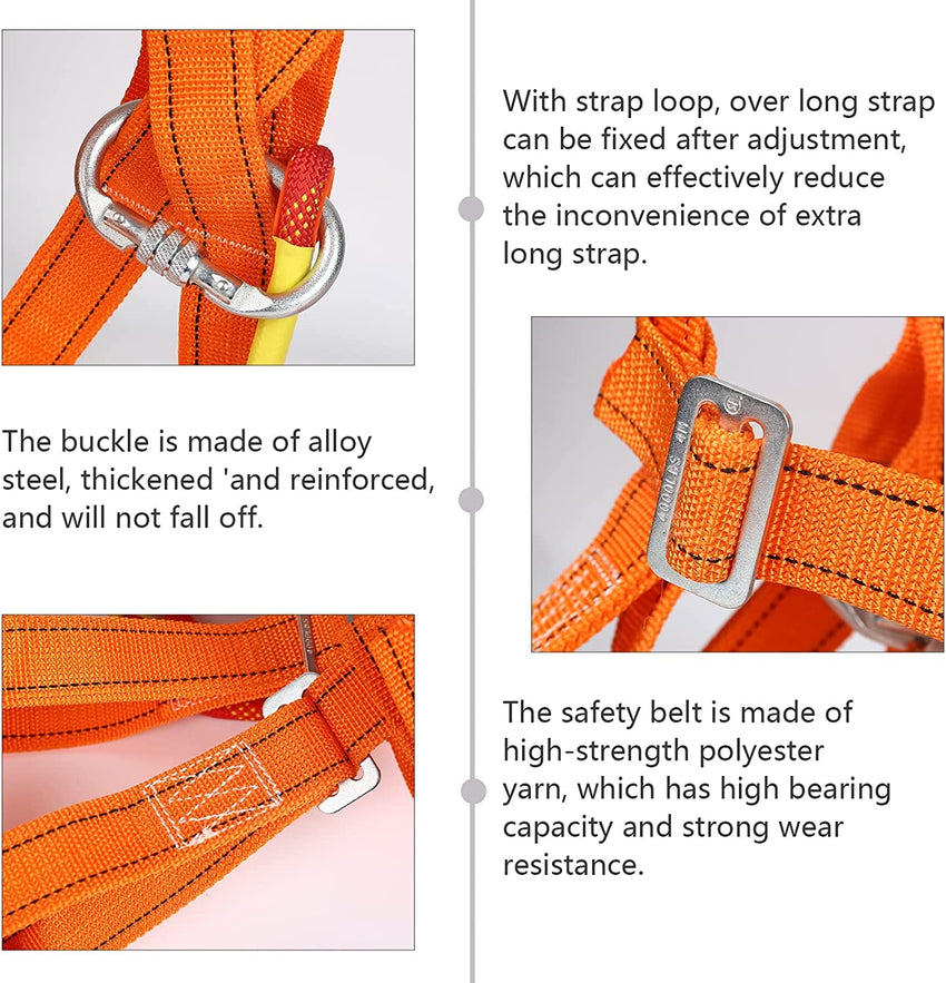 Btstil Safety Harness Kits, Safety Fall Arrest Harness Full Body Height Fall Protection Safety Harness Aerial Work Fall Protection Rescue Harness Adjustable Belt with Hook (Big Buckle 5 m)