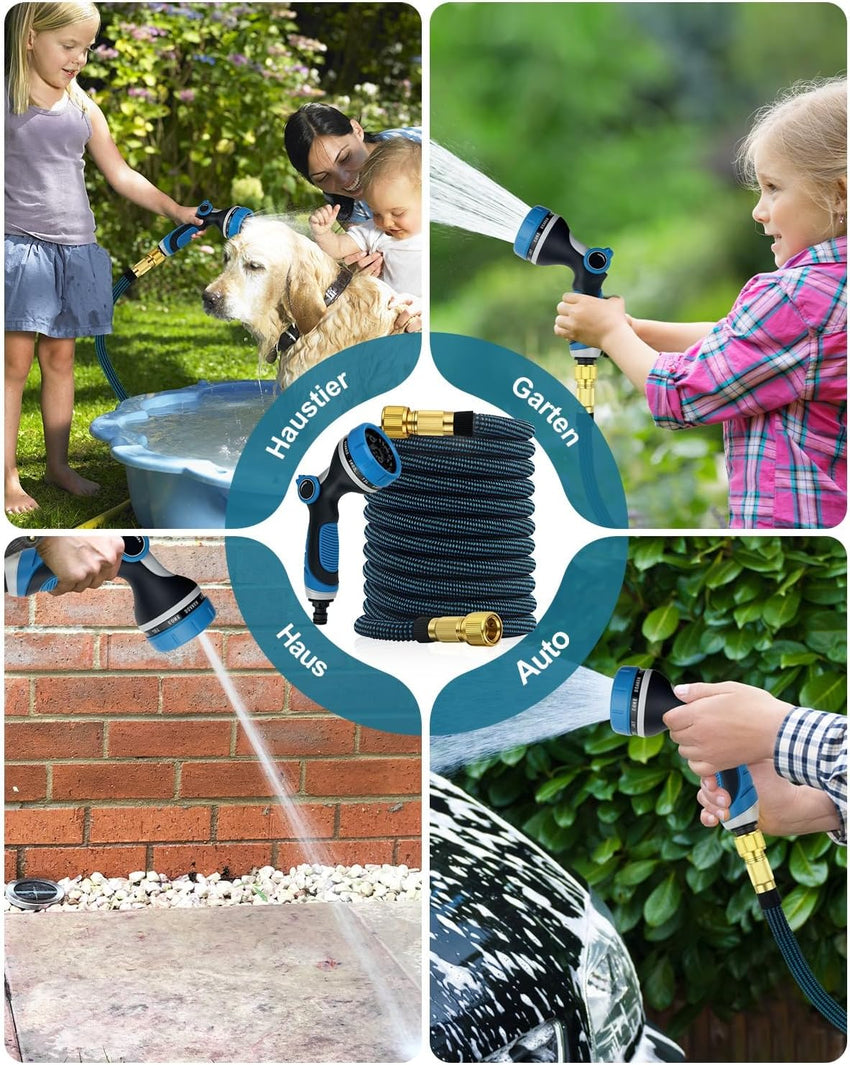 Expandable Garden Hose 50ft 10-Function Nozzle No-Kink 3-Layer Latex â 50ft