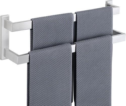 Wall-Mounted Double Towel Rail SUS304 Stainless Steel 2-Tier Brushed Ã¢ÂÂ 50 cm