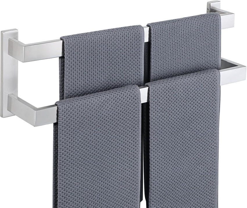 Wall-Mounted Double Towel Rail SUS304 Stainless Steel 2-Tier Brushed Ã¢ÂÂ 50 cm