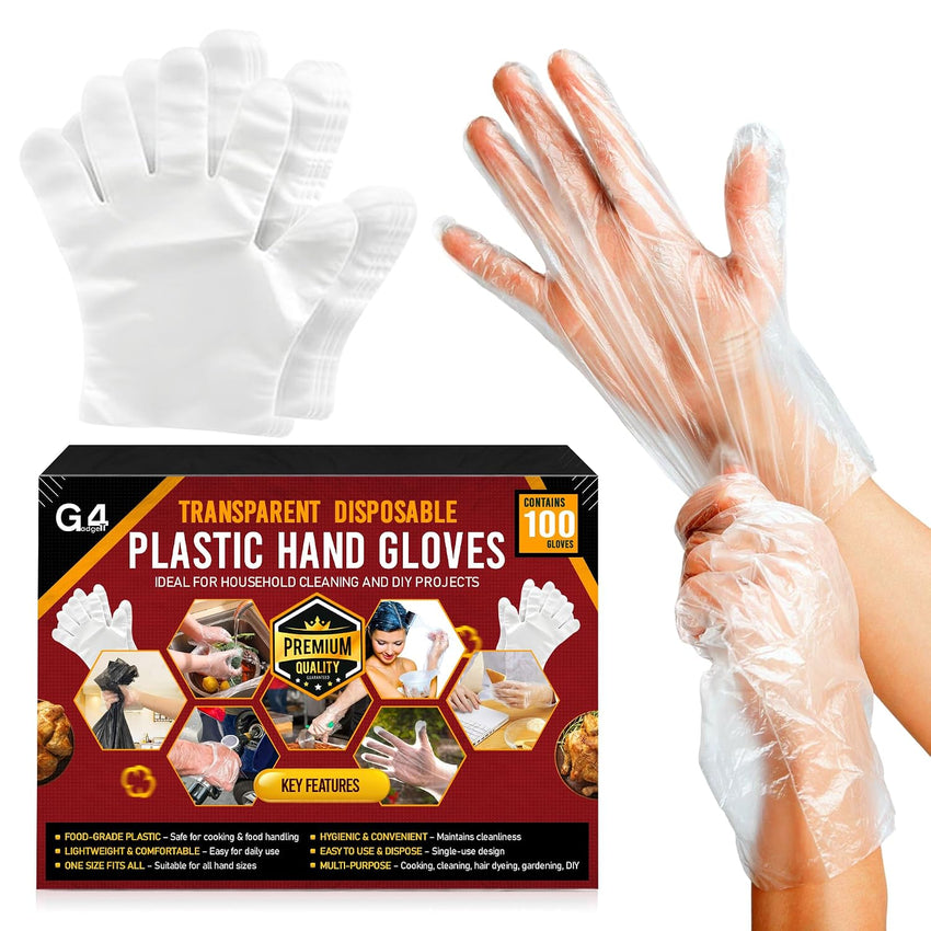 Disposable Polyethylene Gloves Food Safe 100pc One Size â Clear