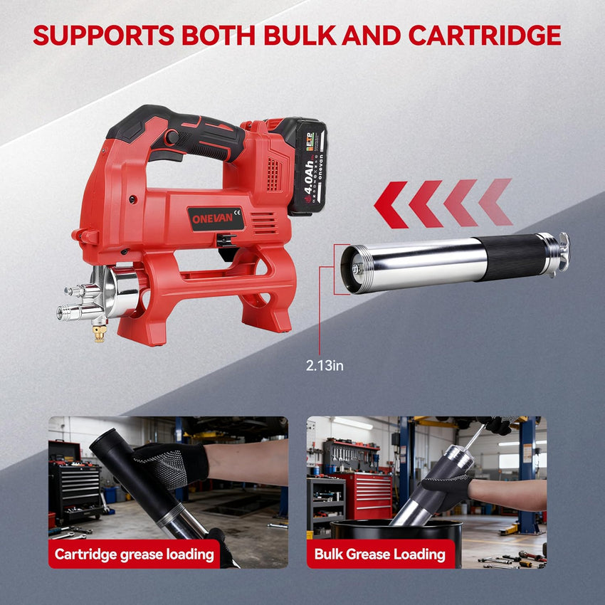 Cordless Grease Gun Electric Grease Kit 600CC Oil Tank 12,000 PSI used 2 Batteries & Charger