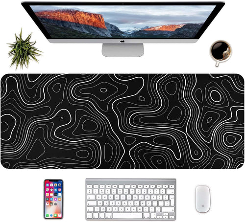 Topographic Map Desk Mat, Large Mouse Pad 800x300x3 mm, Gaming Mouse Mat, Big Full Keyboard Desk Mat, Waterproof Non-Slip Mouse Mat Pad, Rubber Base, for Keyboard Computer PC Gamer Desk Office