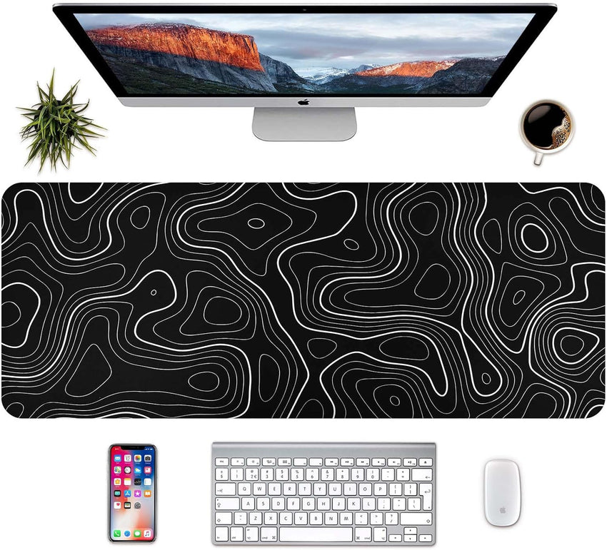 Topographic Map Desk Mat, Large Mouse Pad 800x300x3 mm, Gaming Mouse Mat, Big Full Keyboard Desk Mat, Waterproof Non-Slip Mouse Mat Pad, Rubber Base, for Keyboard Computer PC Gamer Desk Office